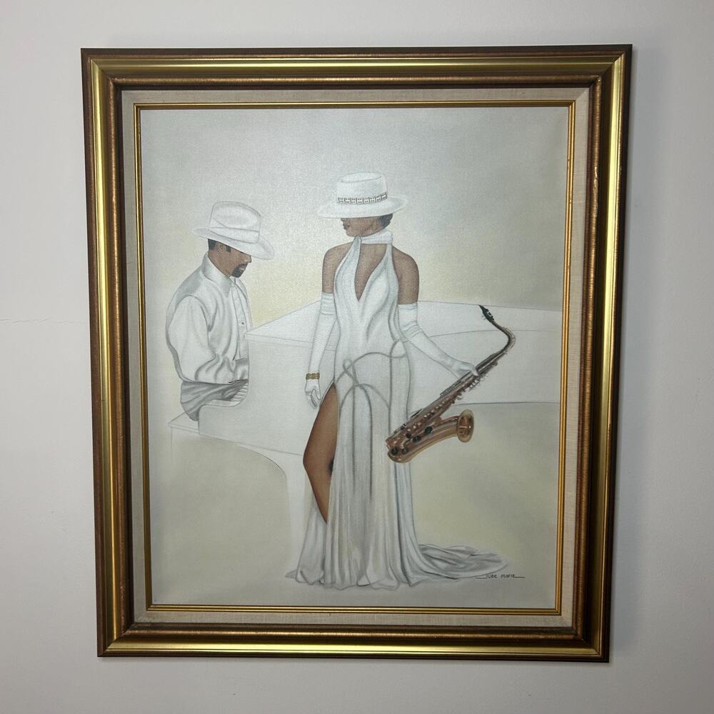 June Marie “Smooth Jazz” Lithograph Canvas – Framed Jazz Music Art –Signed